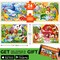 QUOKKA 4SET Puzzles for Kids Ages 4-6 - 24 Pcs Wooden Toddler Puzzles Ages 3-5 - Africa Ocean Animals Farm Learning Games for Boys and Girls 4-8 Year Olds